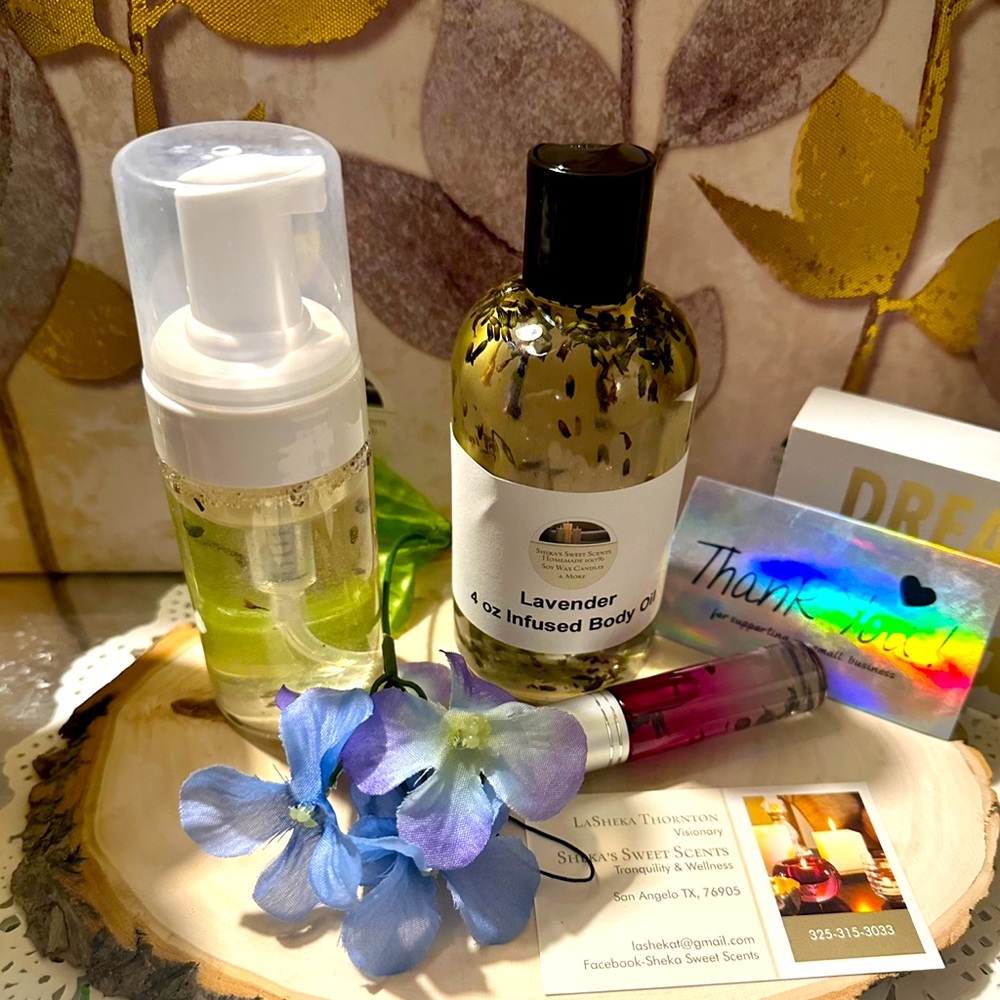 Lavender Hand Soap, Infused Body Oil and Lavender Roll on Perfume